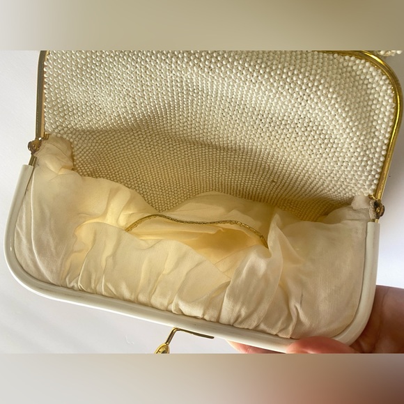 Vintage White cream Beaded Handbag - Picture 6 of 10